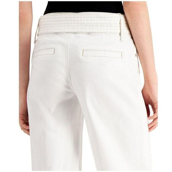INC Tie-Waist Culotte Pants Bright White 4 - Picture 2 of 3